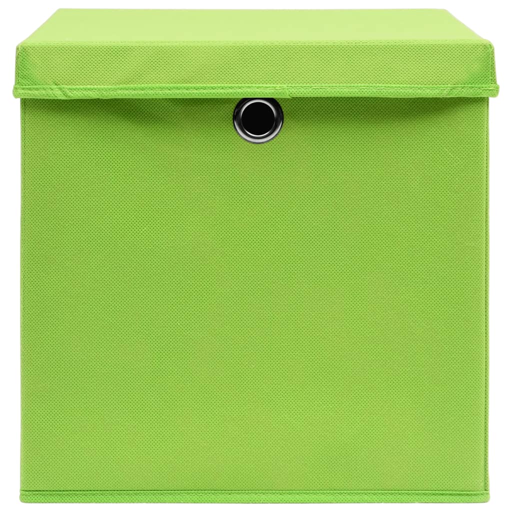 vidaXL Úložné boxy s víky 10 ks 28 x 28 x 28 cm zelené