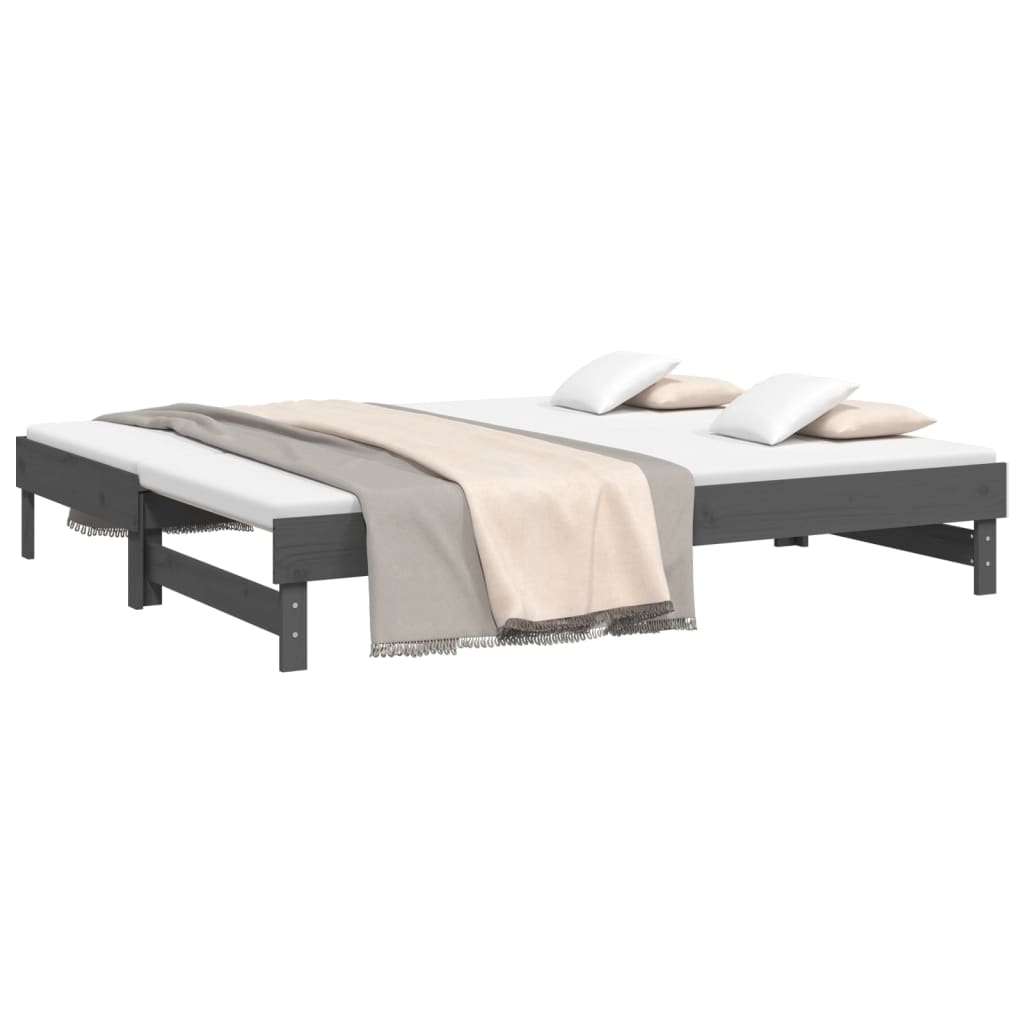 vidaXL Výsuvná postel šedá 2x(100x200) cm masivní borovice