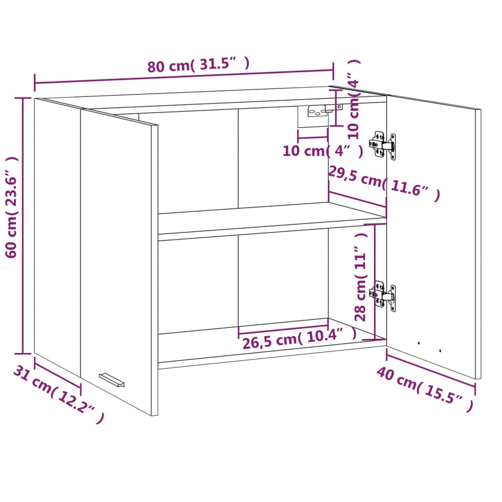 vidaXL Závěsná skříňka hnědý dub 80 x 31 x 60 cm kompozitní dřevo