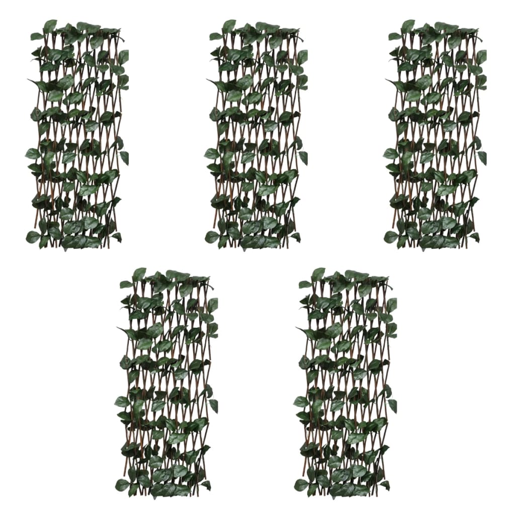 vidaXL Vrbový trelážový plot 5 ks s umělými listy 180 x 90 cm