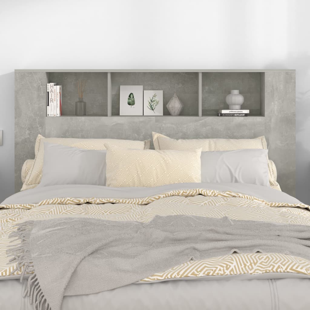 vidaXL Čelo postele s úložným prostorem betonově šedé 160x18,5x104,5cm