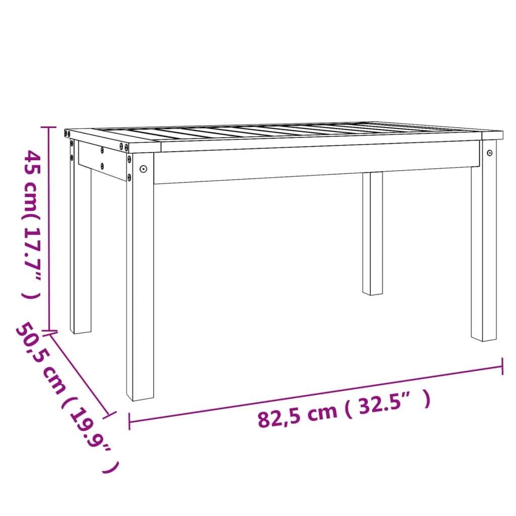 vidaXL Zahradní stůl šedý 82,5 x 50,5 x 45 cm masivní borové dřevo