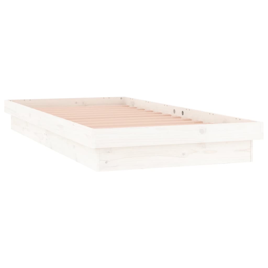 vidaXL Rám postele s LED bílý 75 x 190 cm Small Single masivní dřevo