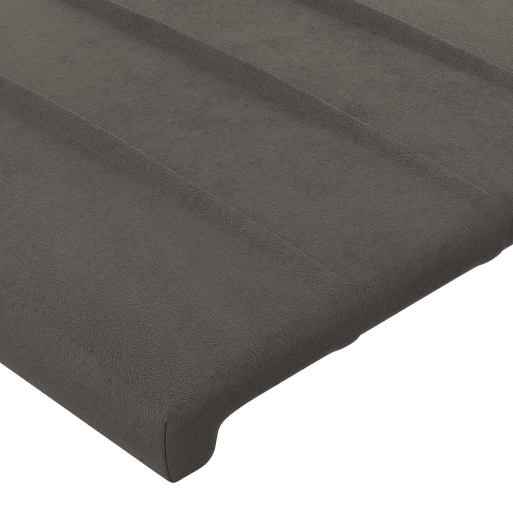 vidaXL Čelo postele s LED tmavě šedé 144x5x118/128 cm samet
