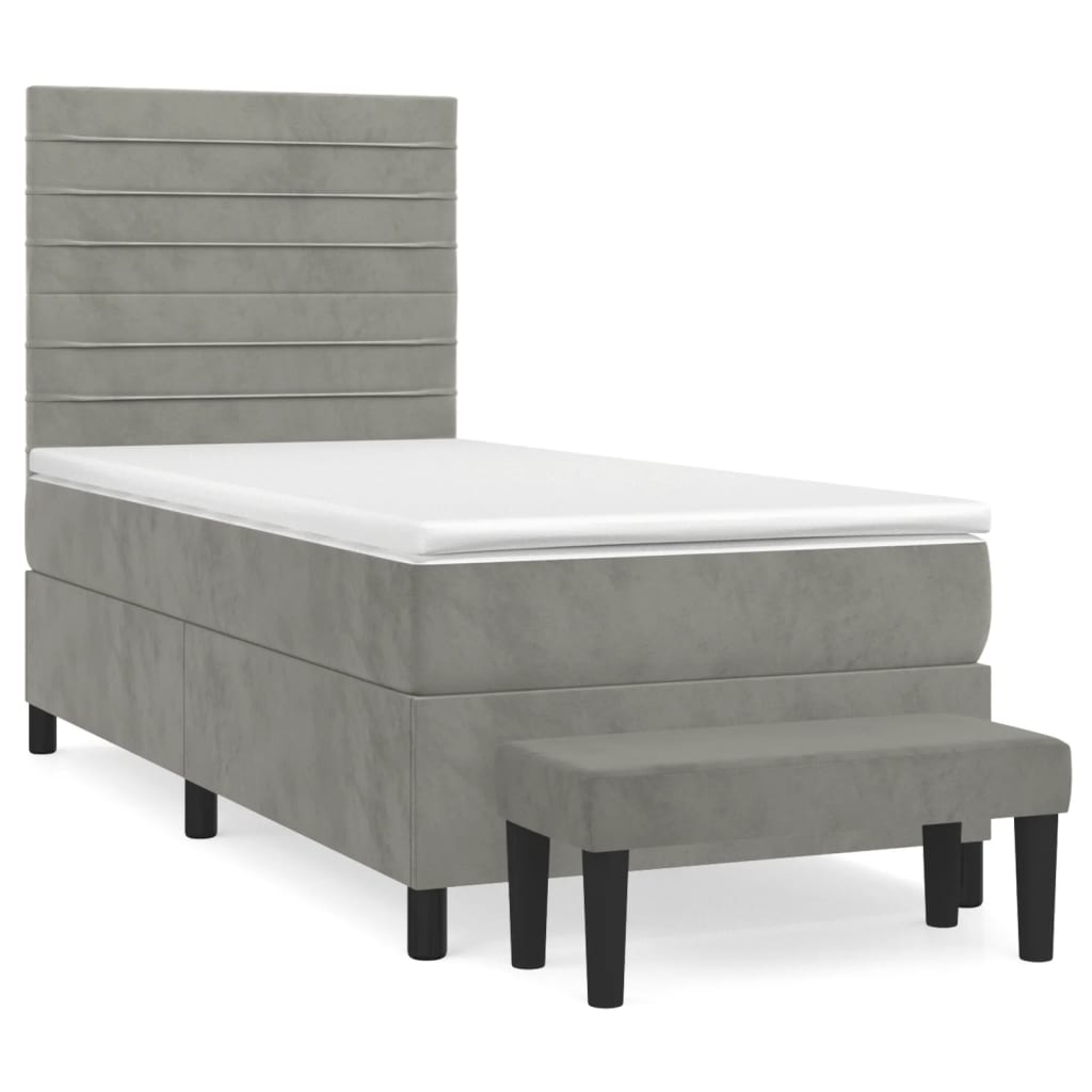 vidaXL Box spring postel s matrací světle šedá 80 x 200 cm samet