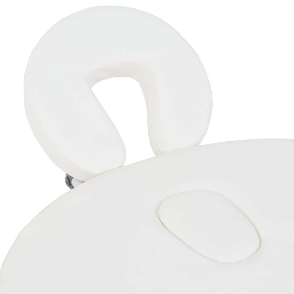 vidaXL Skládací masážní stůl tloušťka 4 cm 2 podhlavníky oválný bílý