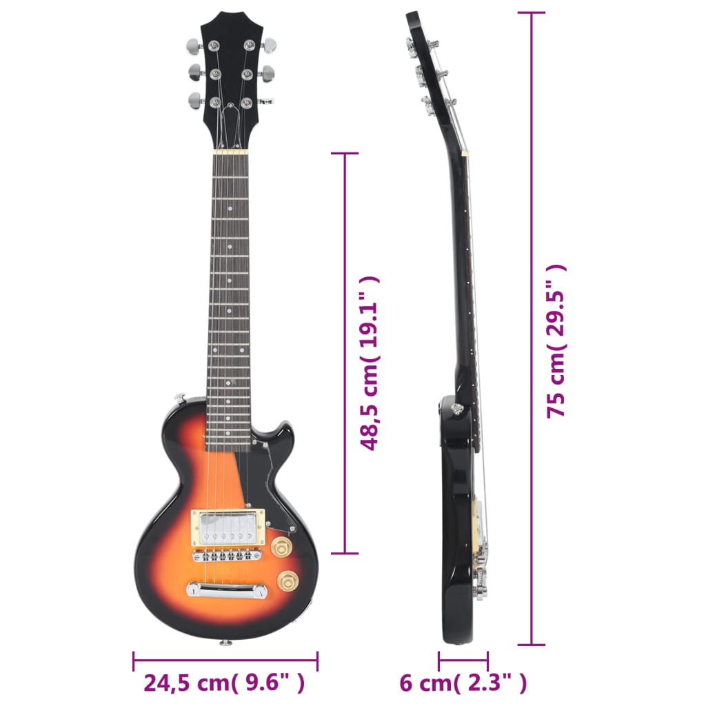 vidaXL Elektrická kytara pro děti s obalem hnědá a černá 3/4 30"