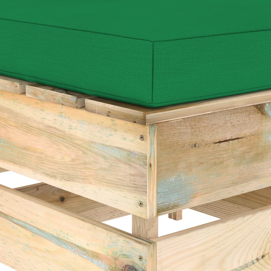vidaXL Dílčí taburet s poduškou zeleně impregnované dřevo