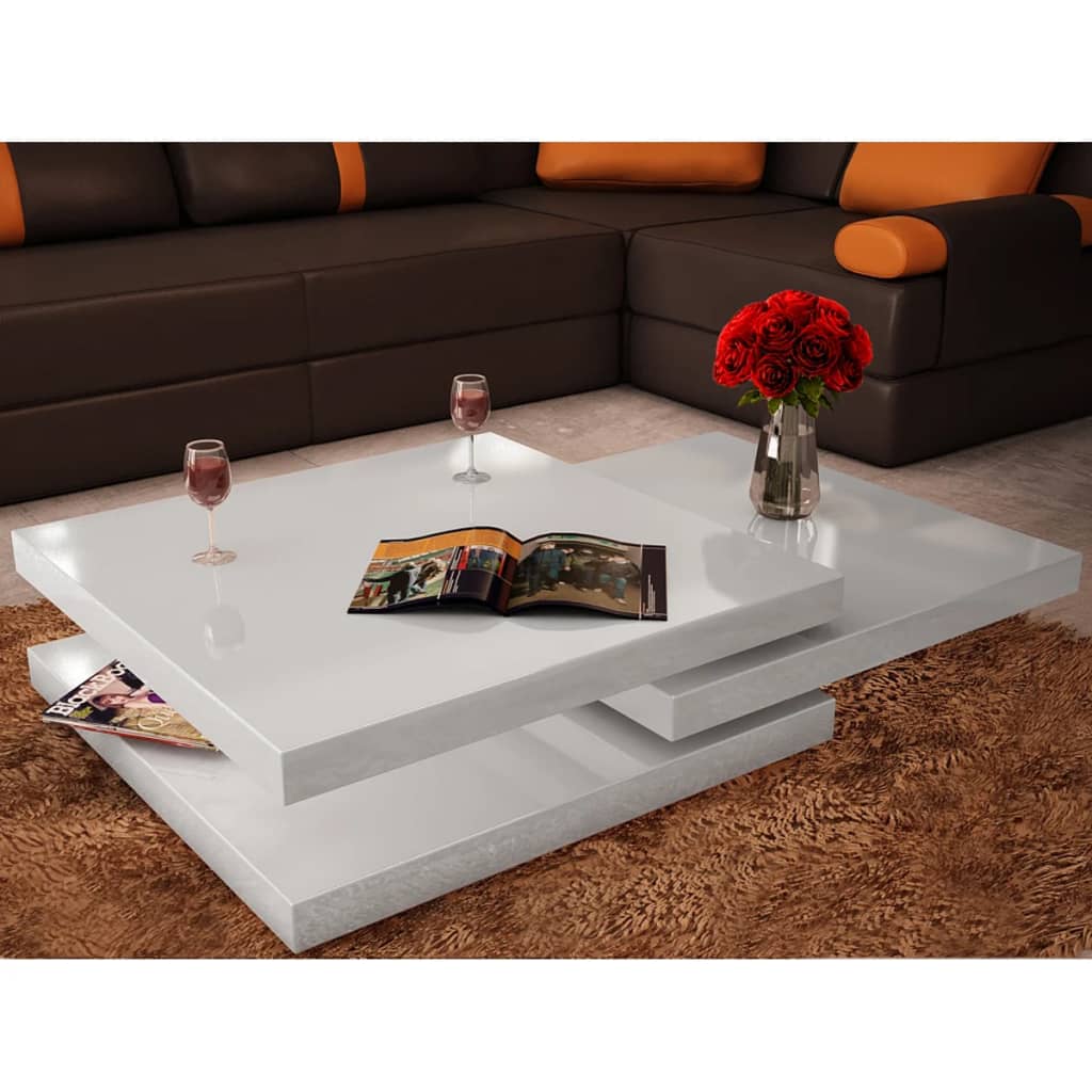 vidaXL Konferenční stolek 3patrový bílý s vysokým leskem