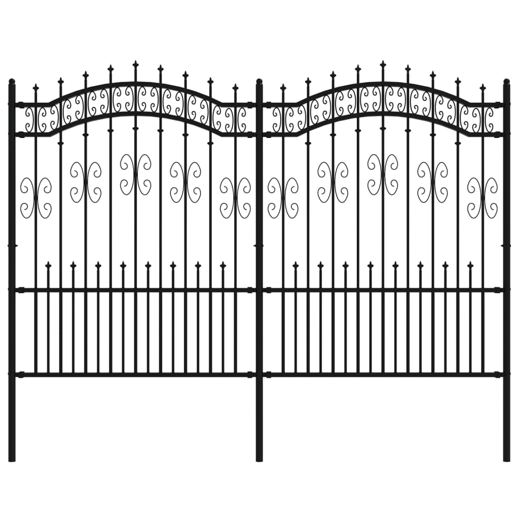 vidaXL Zahradní plot s hroty černý 190 cm práškově lakovaná ocel