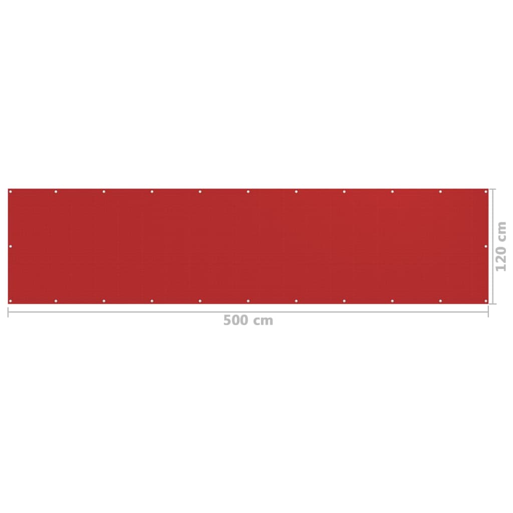 vidaXL Balkonová zástěna červená 120 x 500 cm HDPE