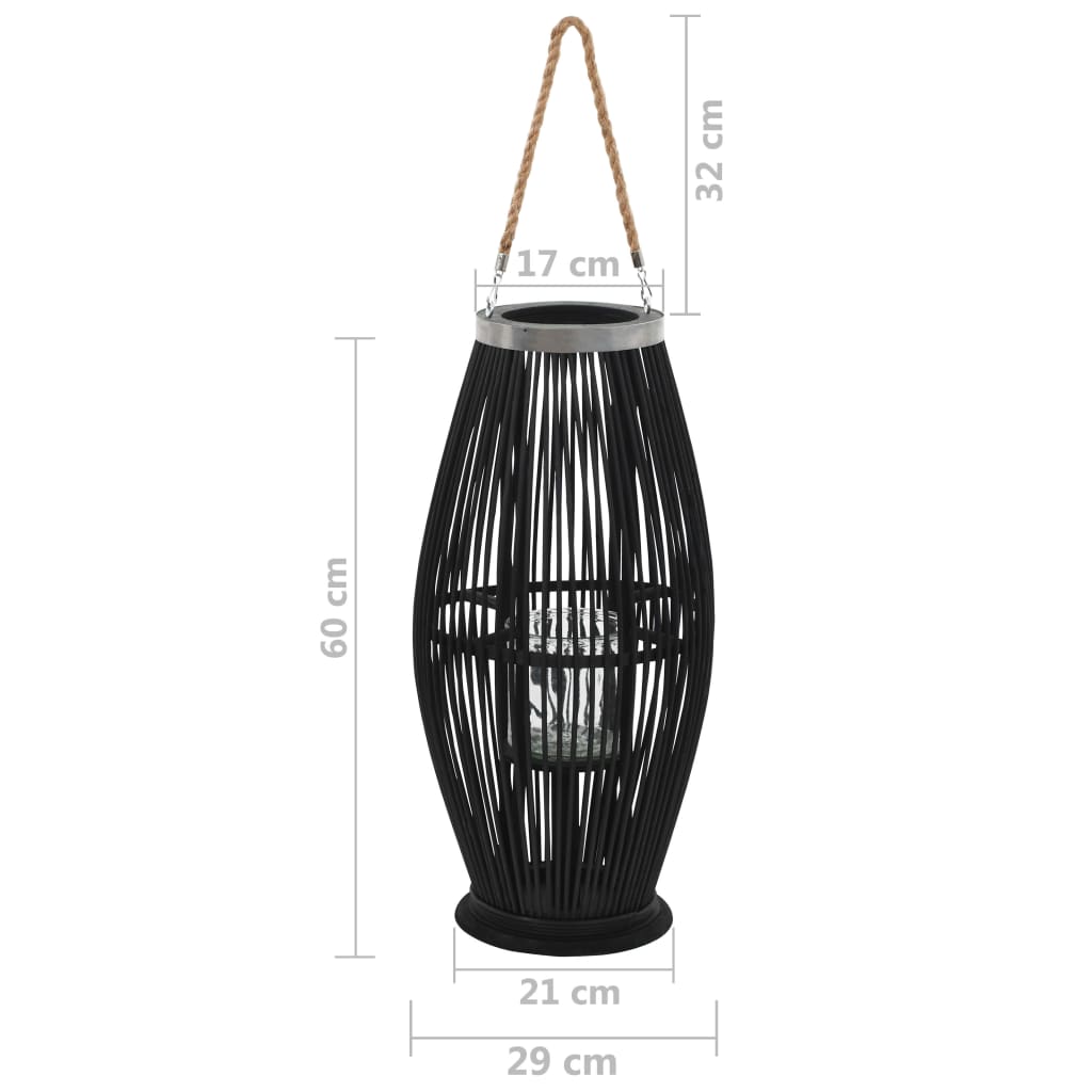 vidaXL Závěsná lucerna na svíčku bambus 60 cm černá
