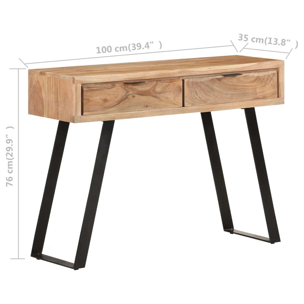 vidaXL Konzolový stolek 100x35x76 cm masivní akácie s živými hranami
