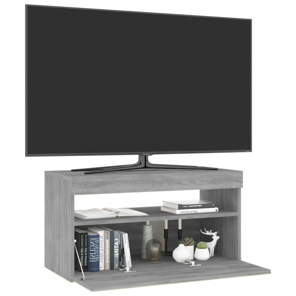 vidaXL TV skříňka s LED osvětlením šedá sonoma 75 x 35 x 40 cm
