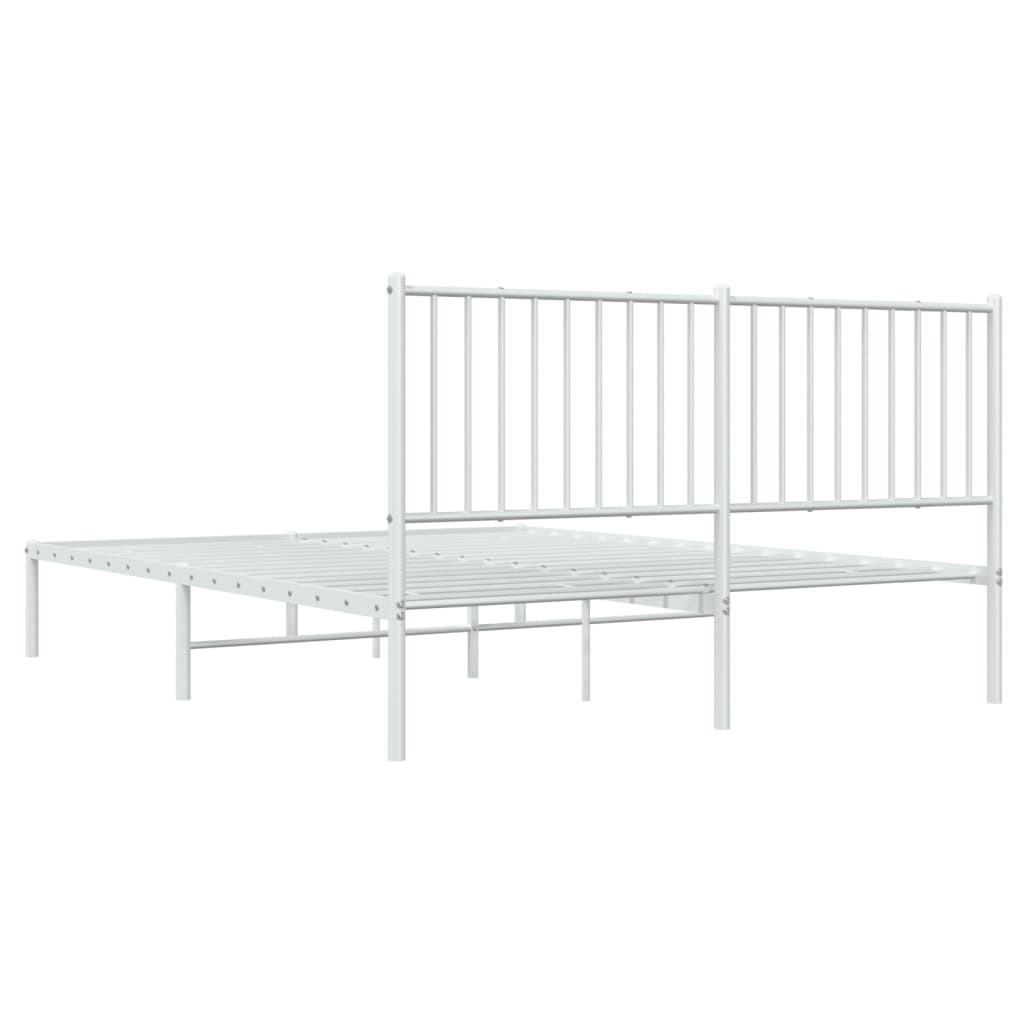 vidaXL Kovový rám postele s čelem bílý 150 x 200 cm