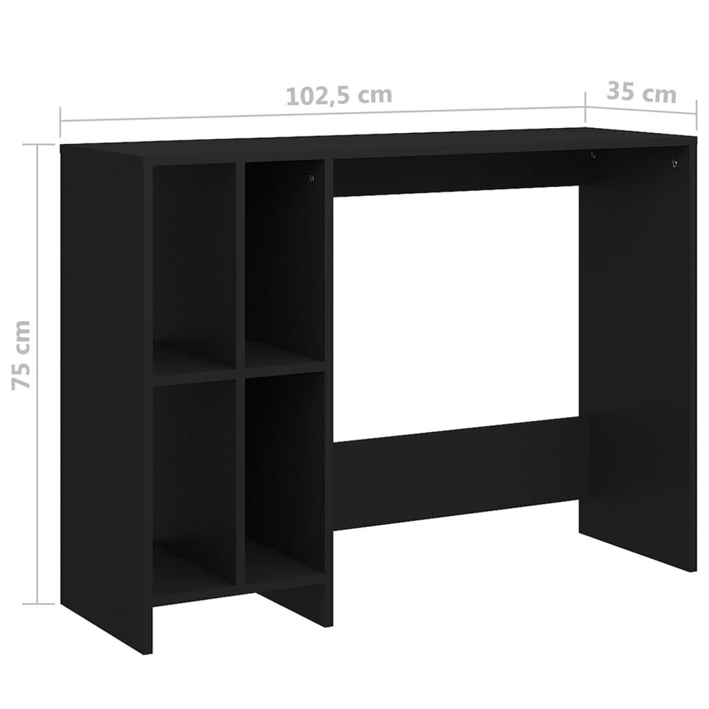 vidaXL Stůl na notebook černý 102,5 x 35 x 75 cm dřevotříska