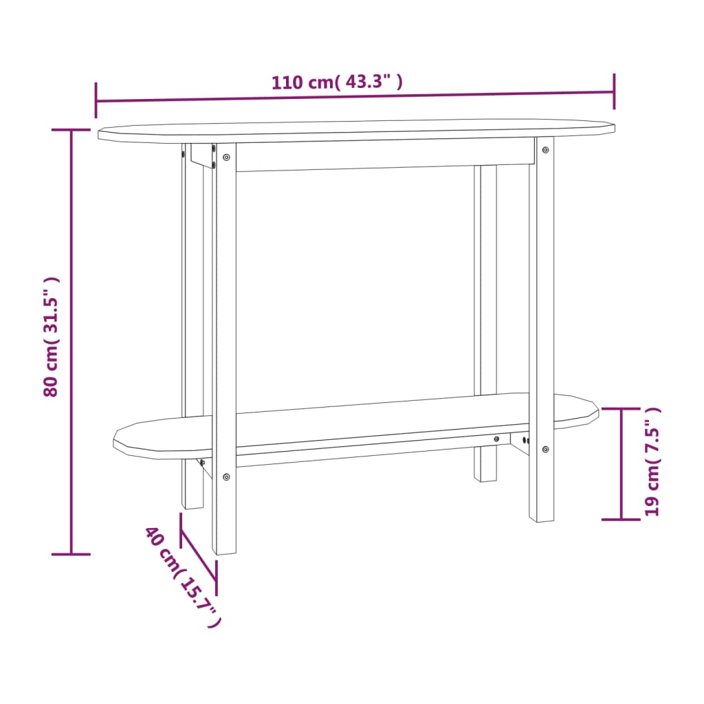 vidaXL Konzolový stolek 110x40x80 cm masivní borové dřevo