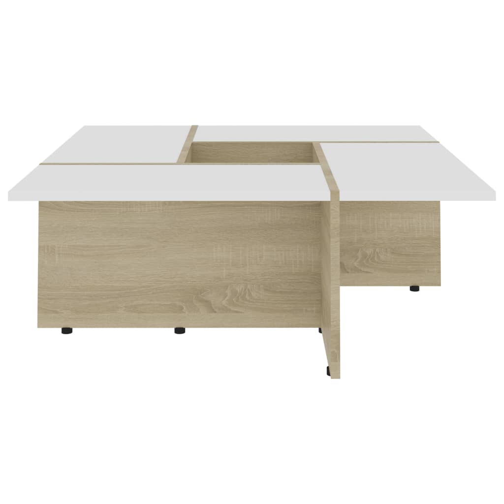 vidaXL Konferenční stolek bílý a dub sonoma 79,5x79,5x30cm dřevotříska