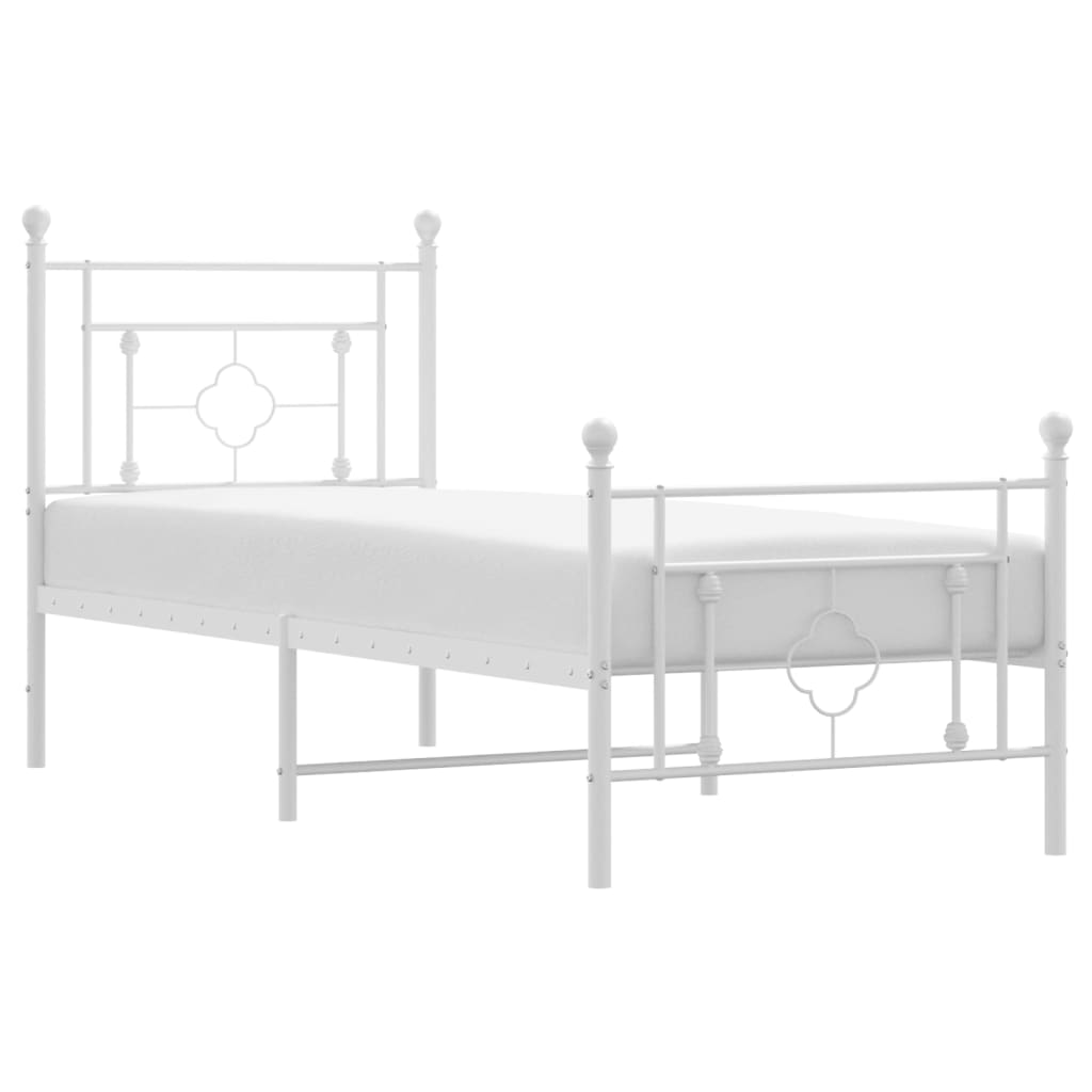 vidaXL Kovový rám postele s hlavovým a nožním čelem bílý 80 x 200 cm