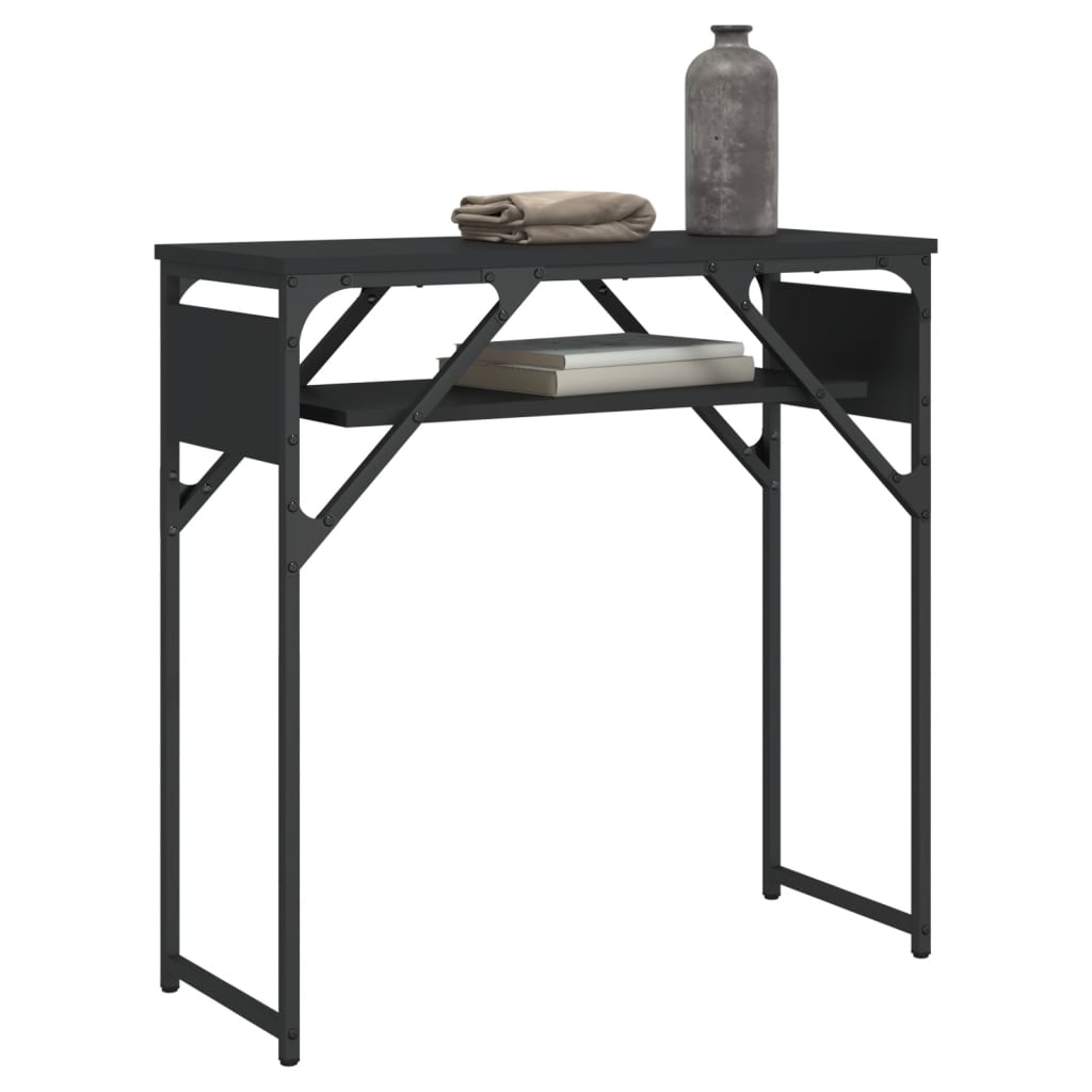 vidaXL Konzolový stolek s policí černý 75x30x75 cm kompozitní dřevo