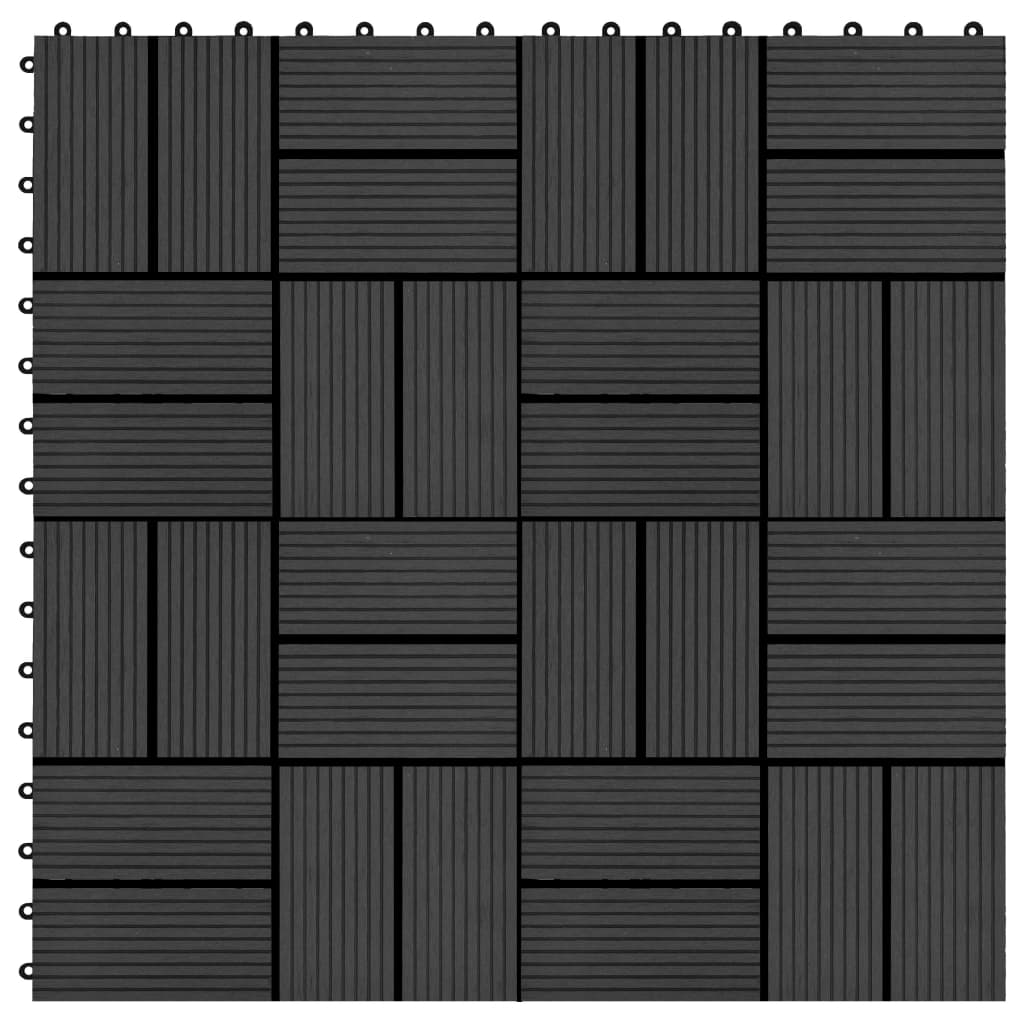 vidaXL Terasové dlaždice z dřevoplastu 11 ks 30 x 30 cm 1 m² černé