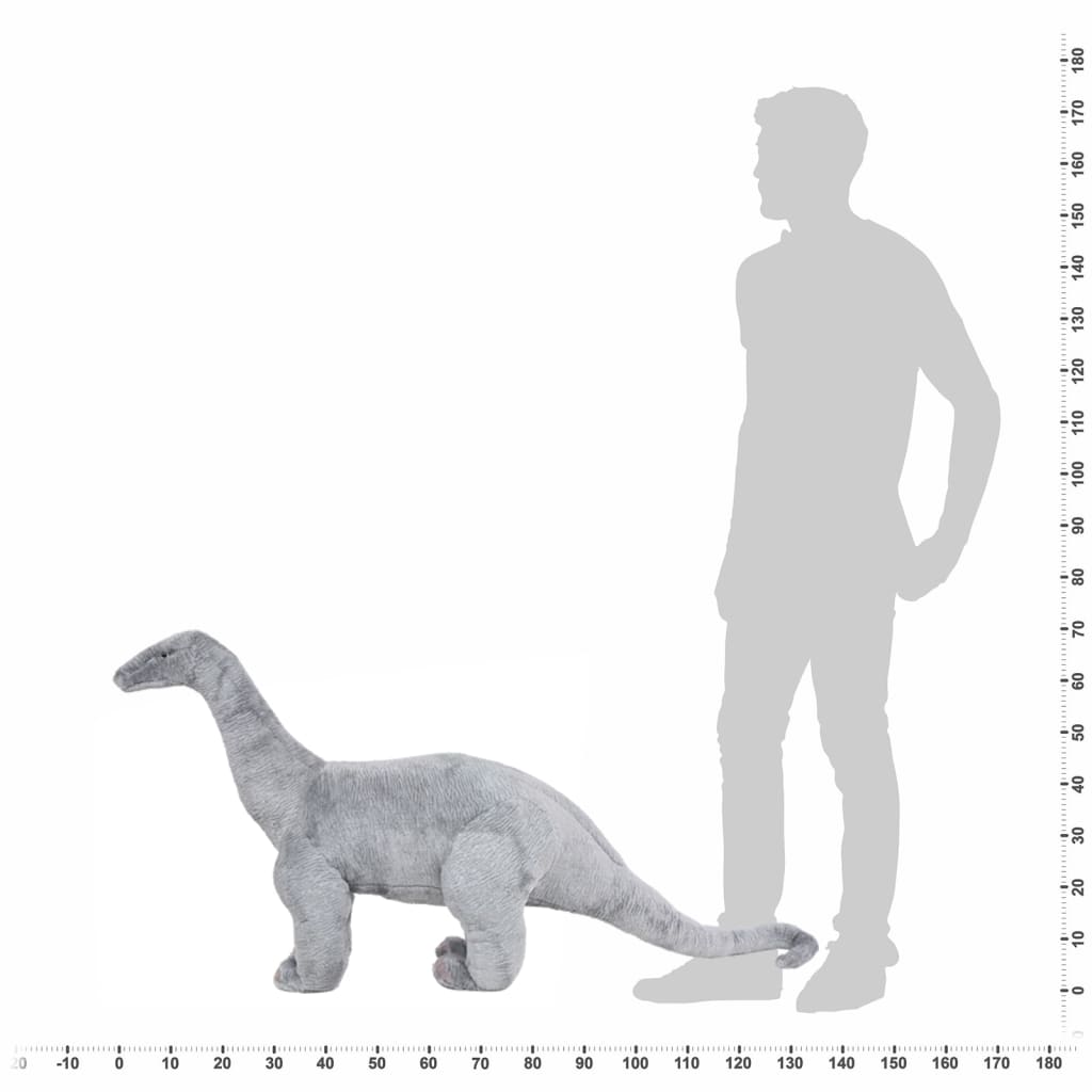 vidaXL Stojící plyšová hračka dinosaurus brachiosaurus šedý XXL