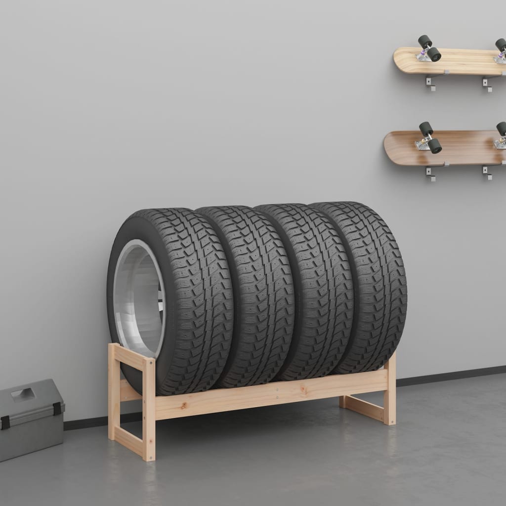 vidaXL Stojan na pneumatiky 120 x 40 x 40 cm masivní borové dřevo
