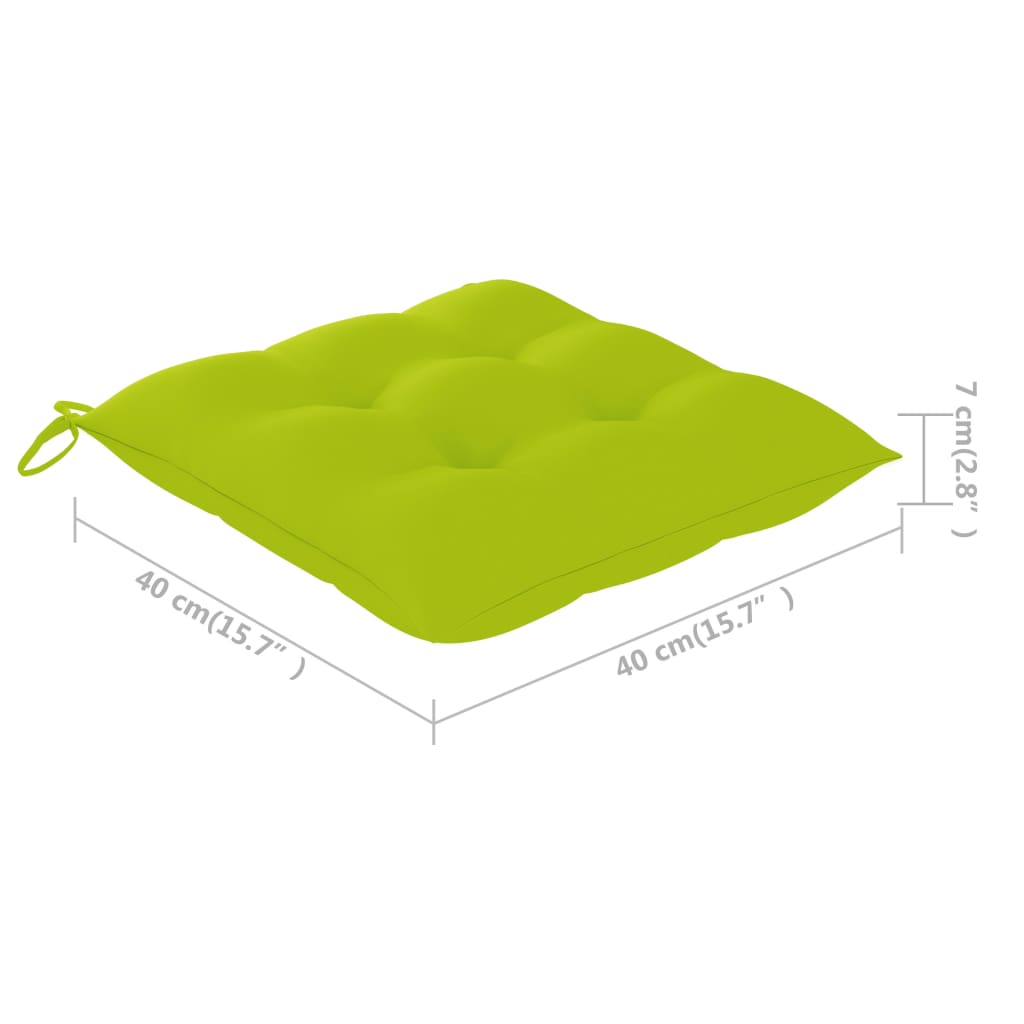 vidaXL Jídelní židle 4 ks jasně zelené podušky masivní teak