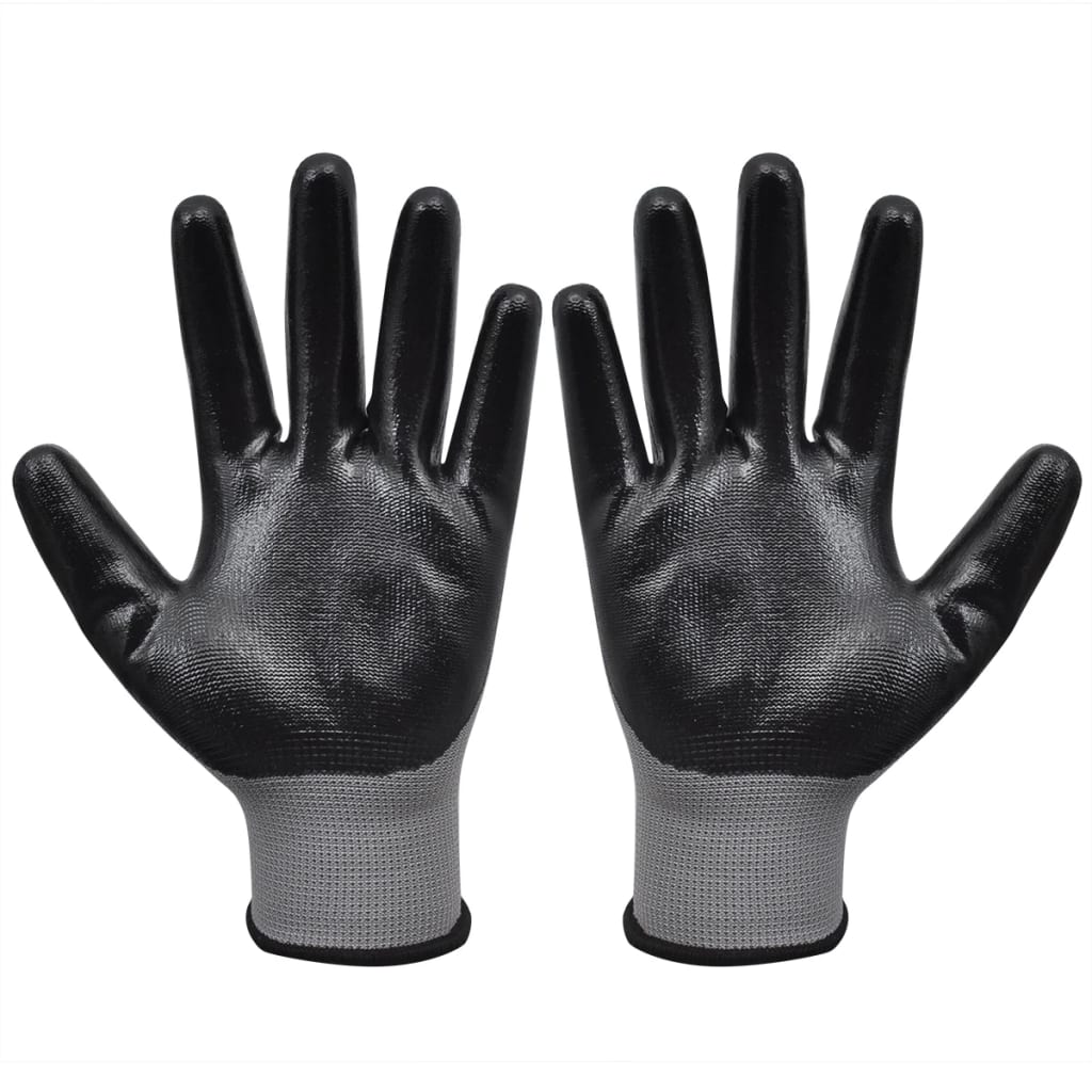 vidaXL Pracovní rukavice nitrilové 1 pár šedo-černé velikost 9/L