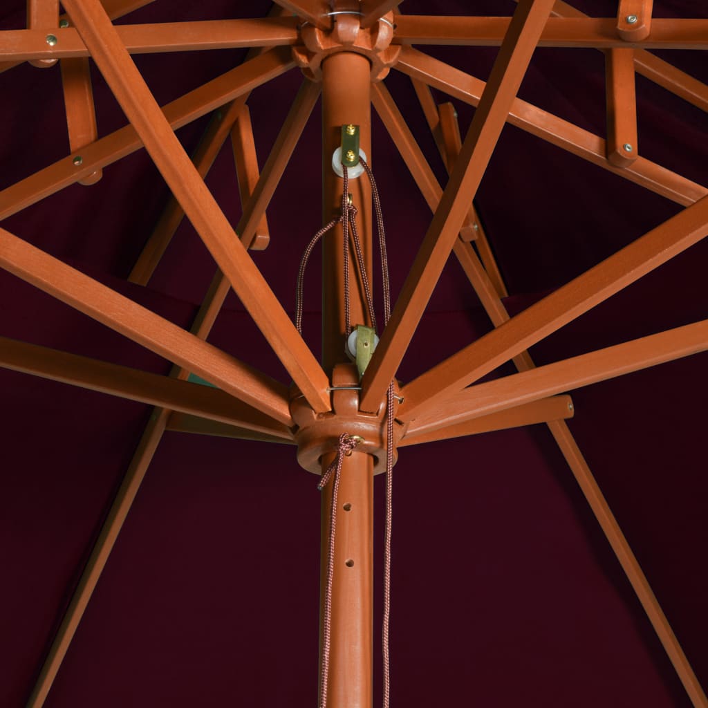 vidaXL Dvoupatrový slunečník s dřevěnou tyčí 270 cm vínově červený