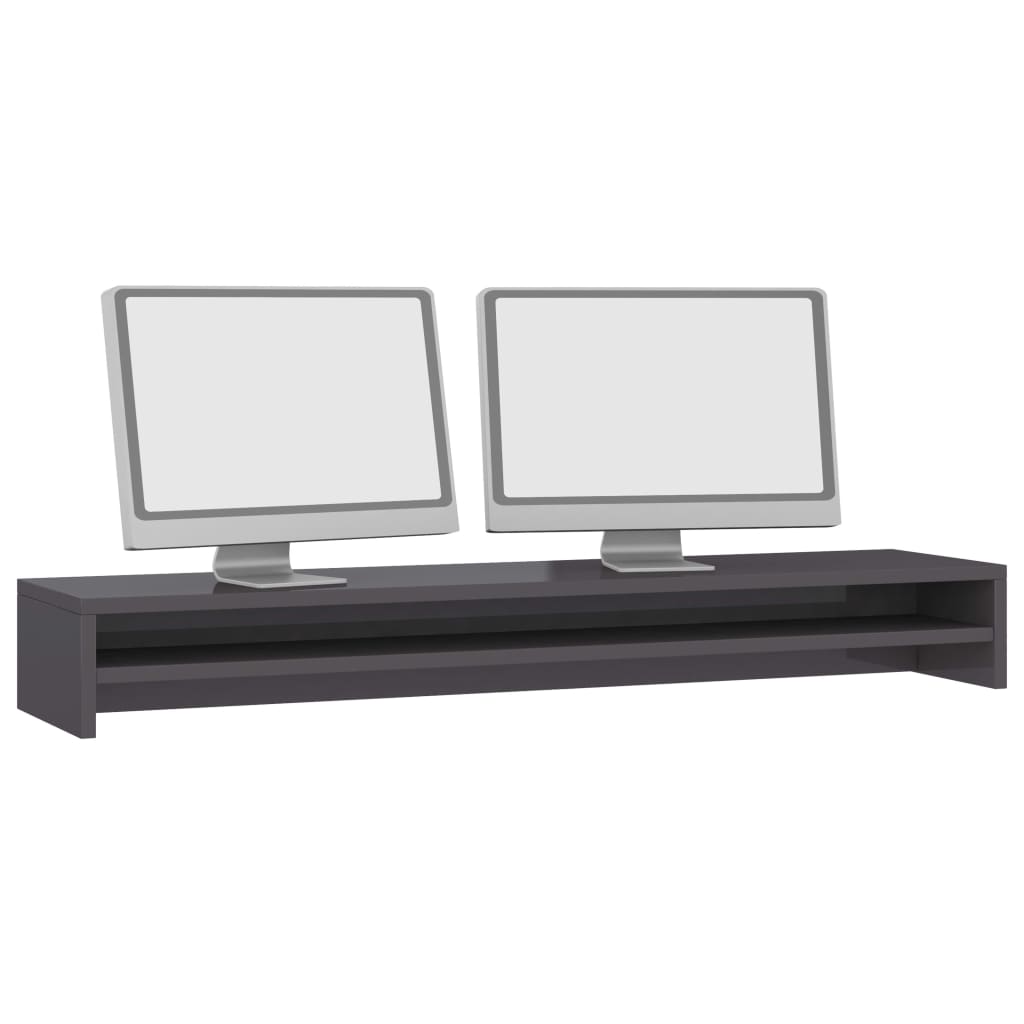 vidaXL Stojan na monitor šedý vysoký lesk 100x24x13 cm dřevotříska