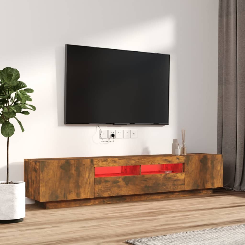 vidaXL 2dílný set TV skříněk s LED světly kouřový dub kompozitní dřevo