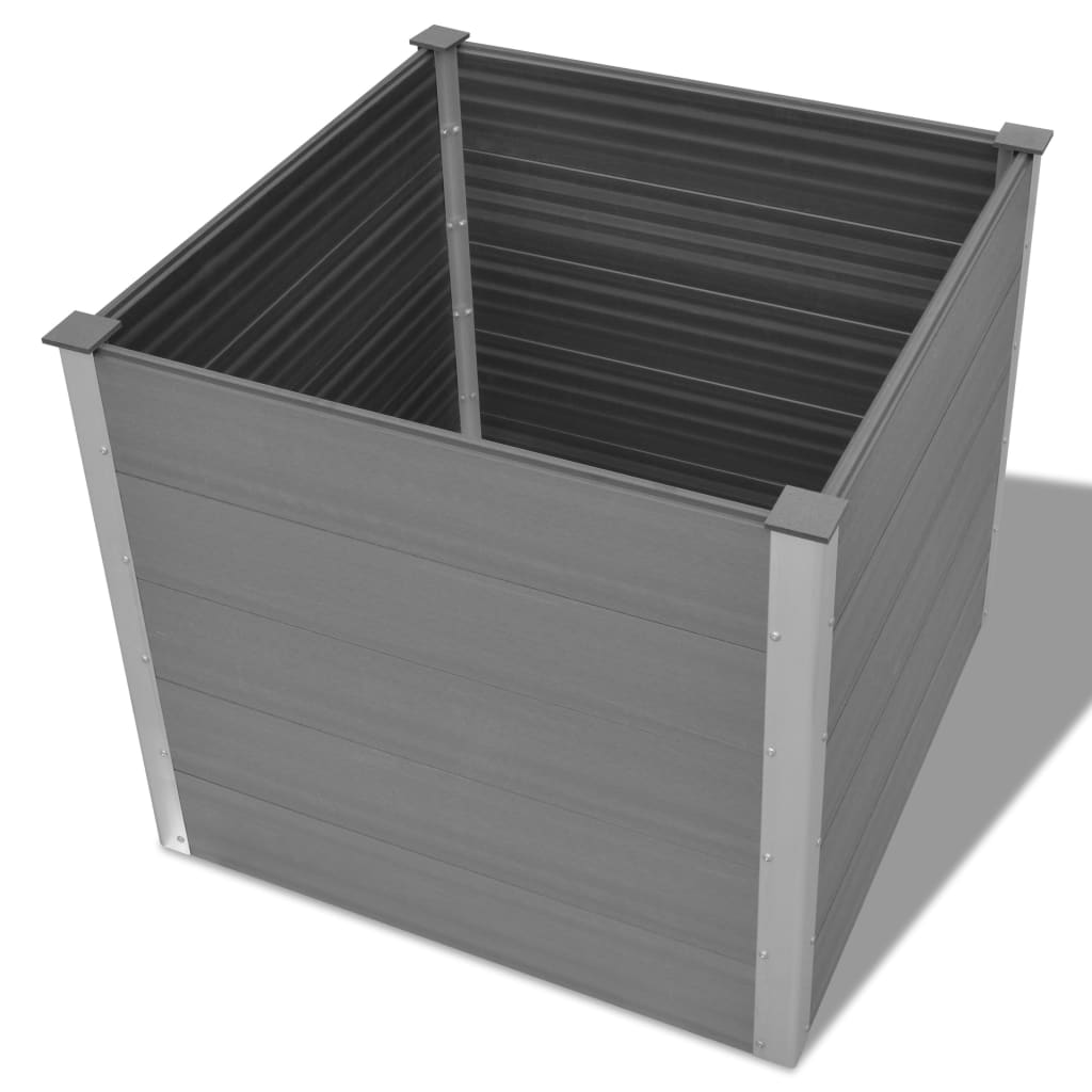 vidaXL Vyvýšený záhon dřevoplast 100 x 100 x 91 cm šedý