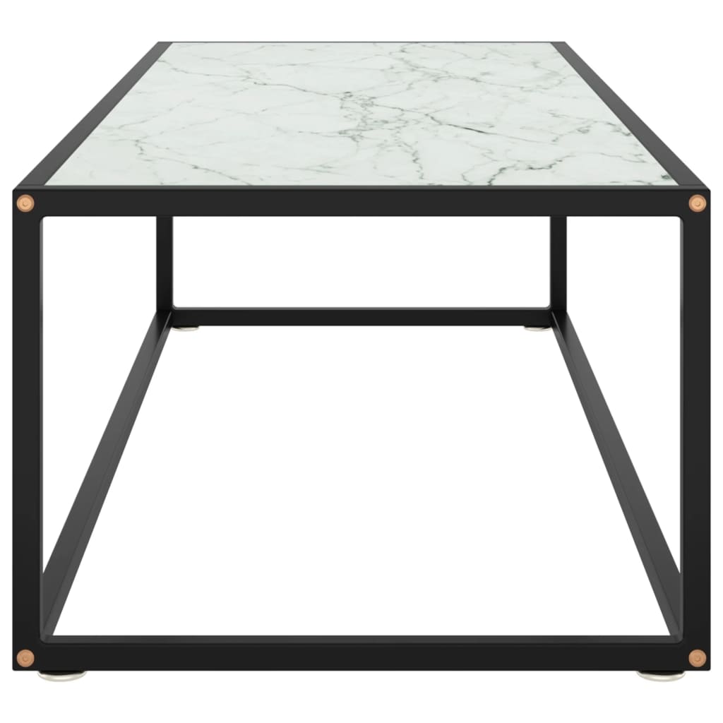 vidaXL Konferenční stolek černý s bílým mramorovým sklem 120x50x35 cm