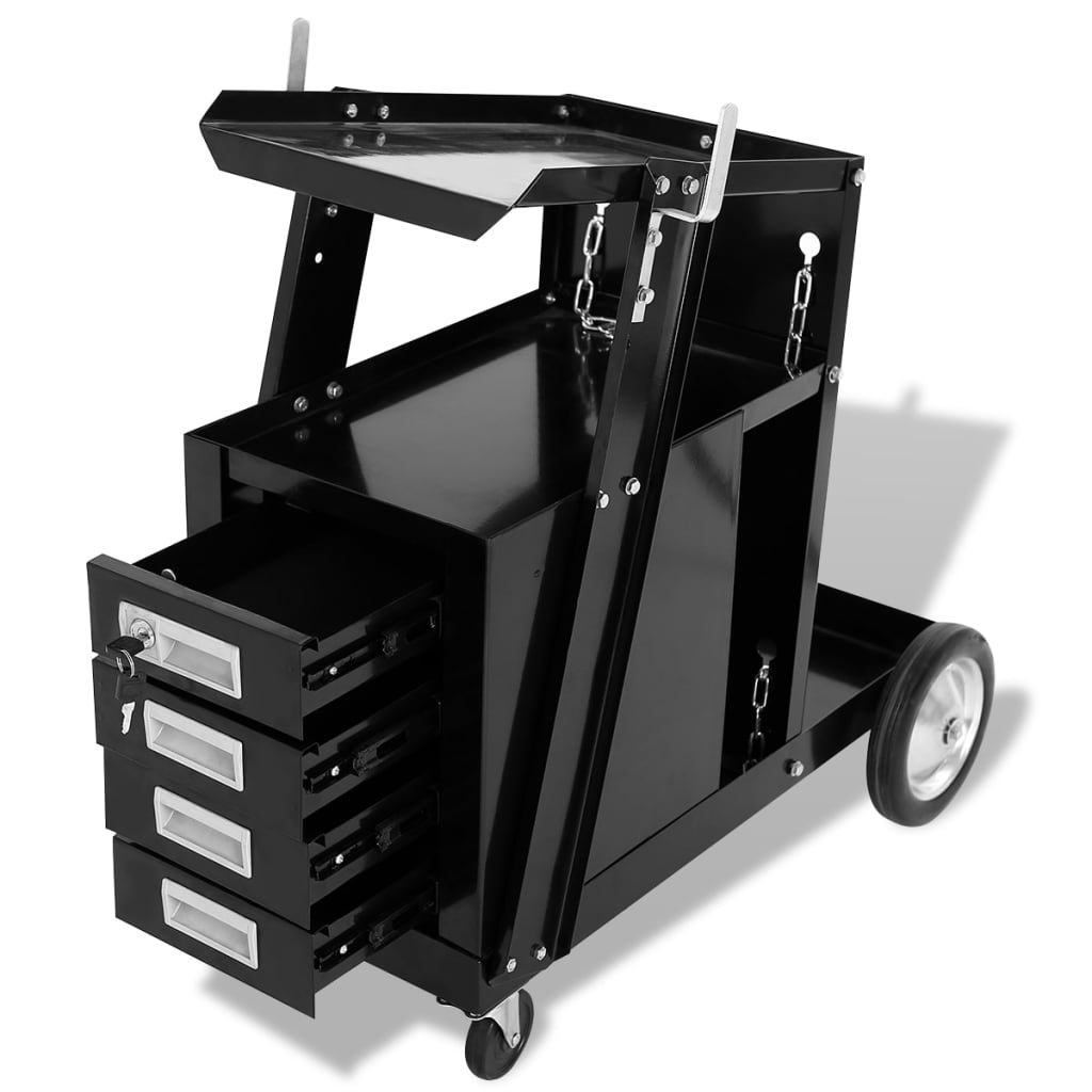 vidaXL Svářečský vozík se 4 zásuvkami, černá
