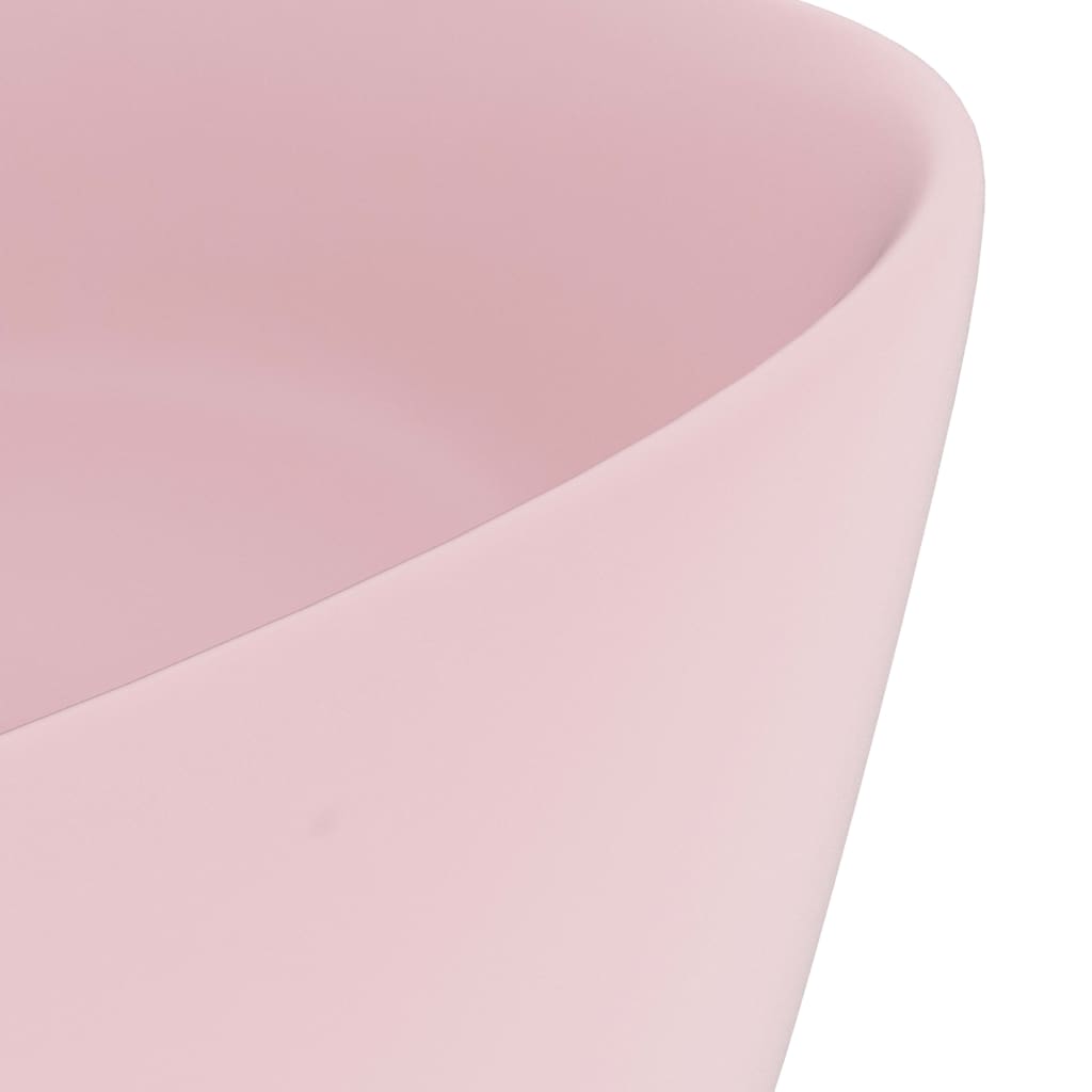 vidaXL Luxusní umyvadlo kulaté matné růžové 40 x 15 cm keramické