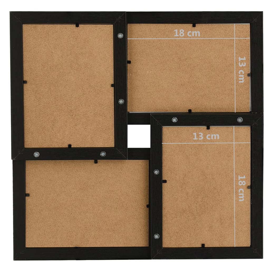 vidaXL Kolážový fotorámeček na 4 obrázky (13 x 18 cm) černý MDF