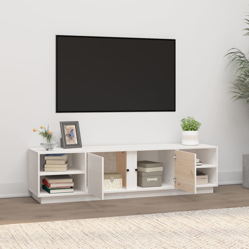 vidaXL TV skříňka bílá 156 x 40 x 40 cm masivní borové dřevo