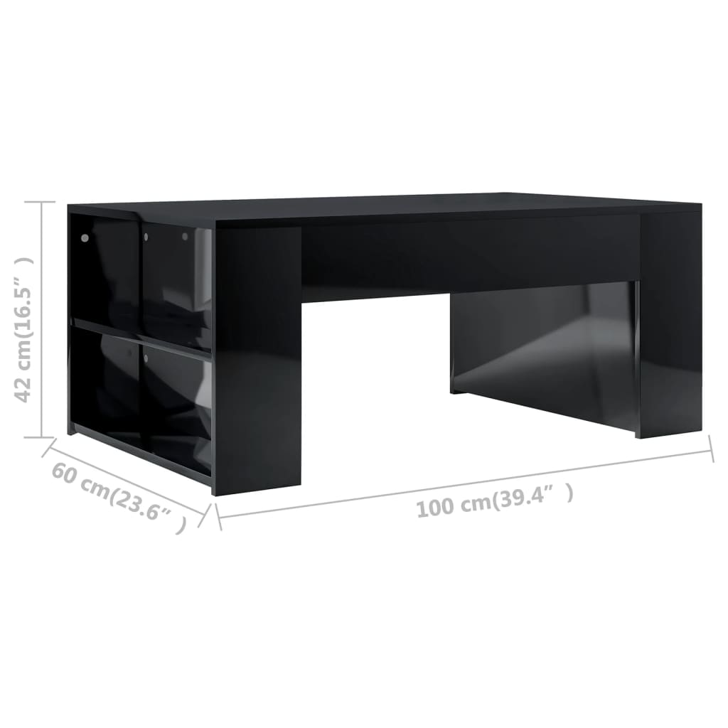 vidaXL Konferenční stolek černý vysoký lesk 100x60x42 cm dřevotříska
