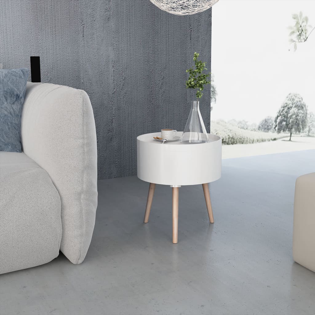 vidaXL Odkládací stolek s podnosem kulatý 39,5 x 44,5 cm bílý
