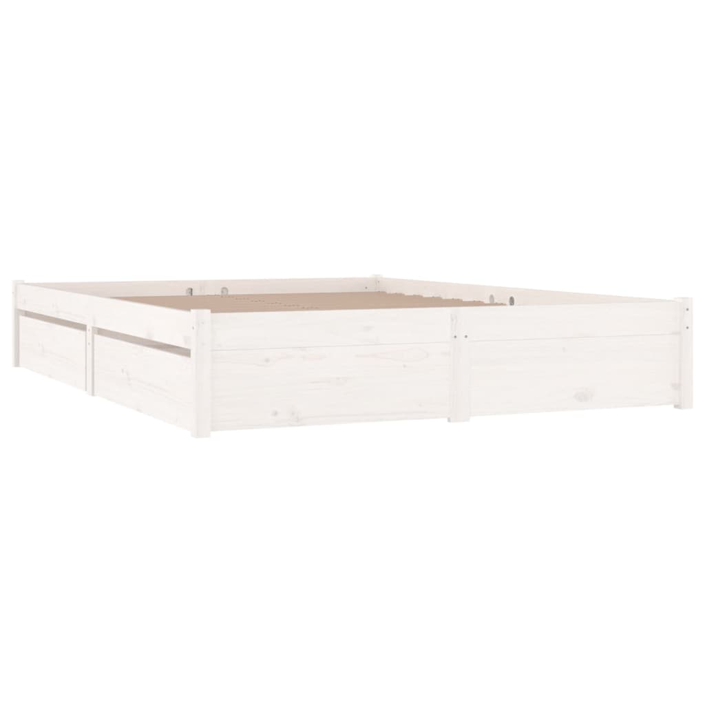 vidaXL Rám postele se zásuvkami bílý 140 x 190 cm
