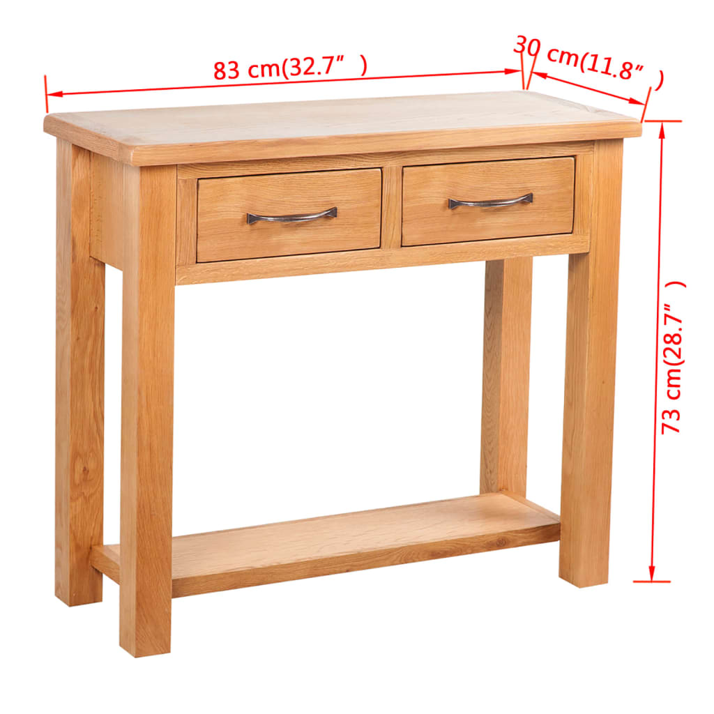 vidaXL Konzolový stolek 2 zásuvky 83 x 30 x 73 cm masivní dubové dřevo
