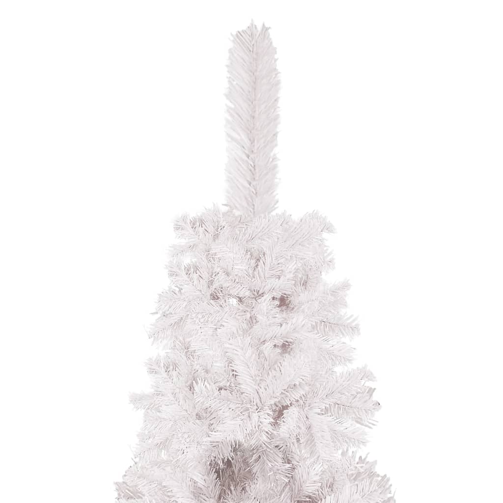 vidaXL Úzký vánoční stromek s LED osvětlením a sadou koulí bílý 180 cm