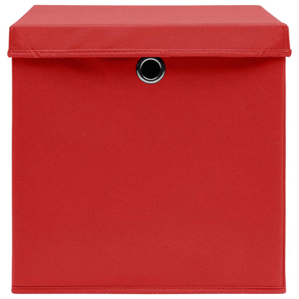 vidaXL Úložné boxy s víky 4 ks 28 x 28 x 28 cm červené