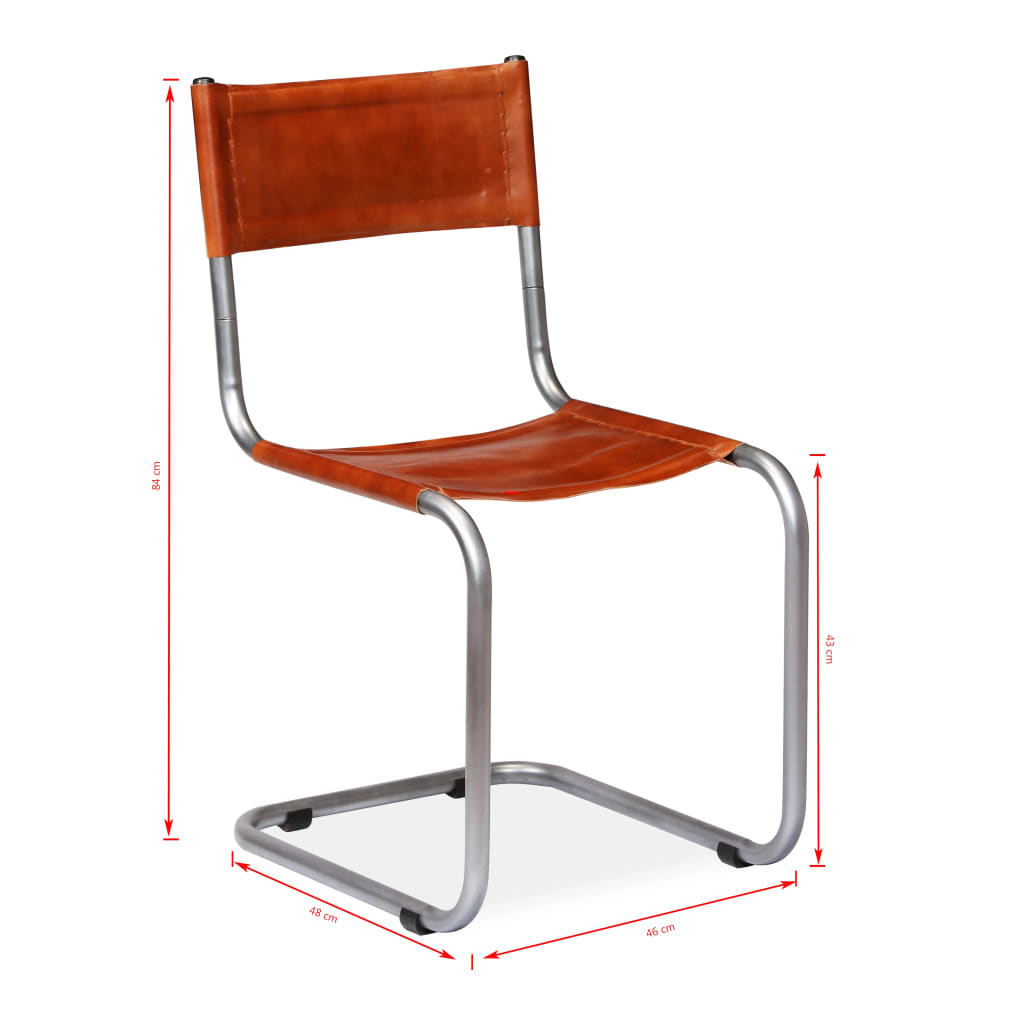vidaXL Jídelní židle 6 ks hnědé pravá kůže