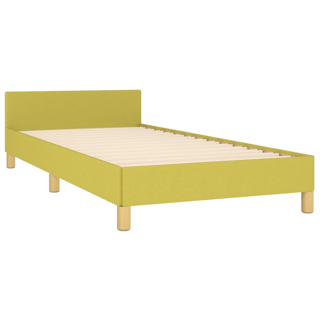 vidaXL Rám postele s čelem zelený 90x190 cm textil