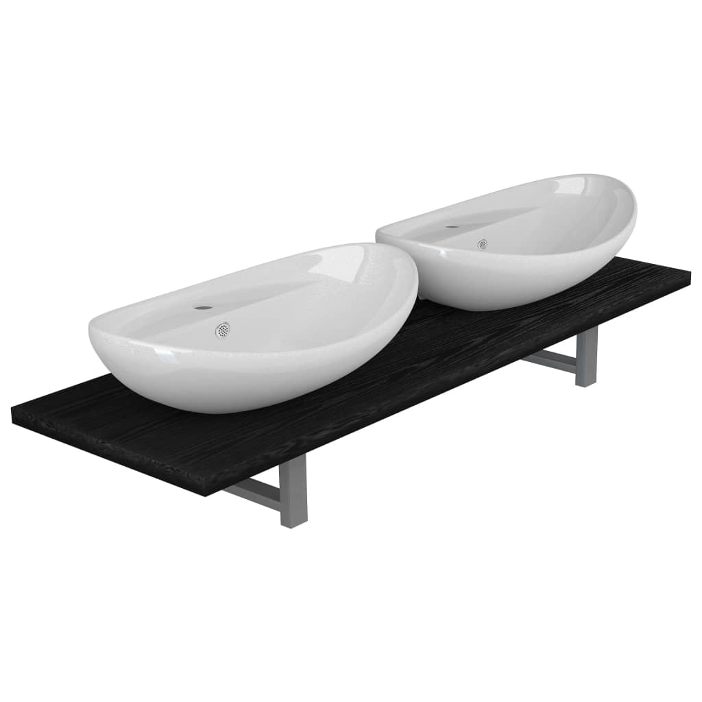 vidaXL 3dílný set koupelnového nábytku keramika černý