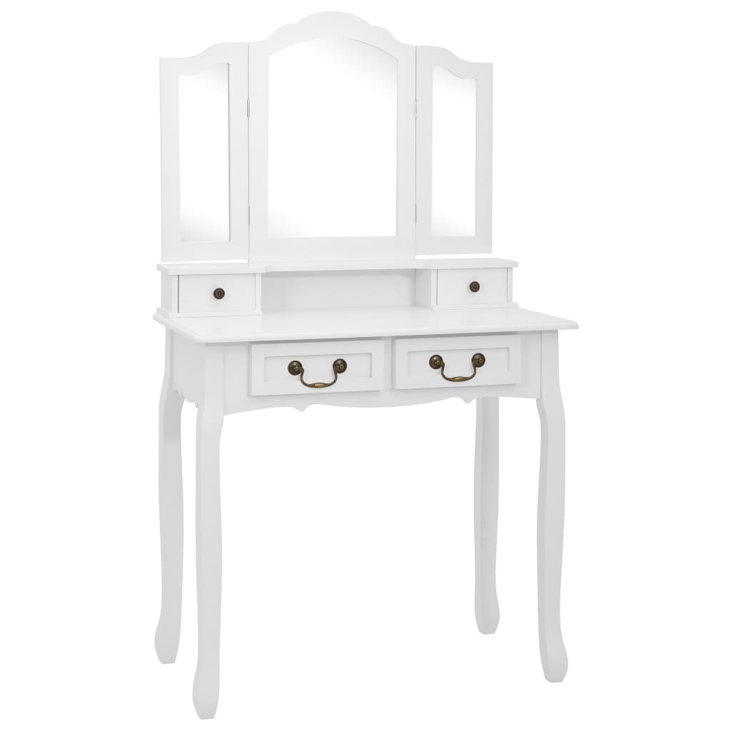 vidaXL Toaletní stolek se stoličkou bílý 80 x 69 x 141 cm pavlovnia