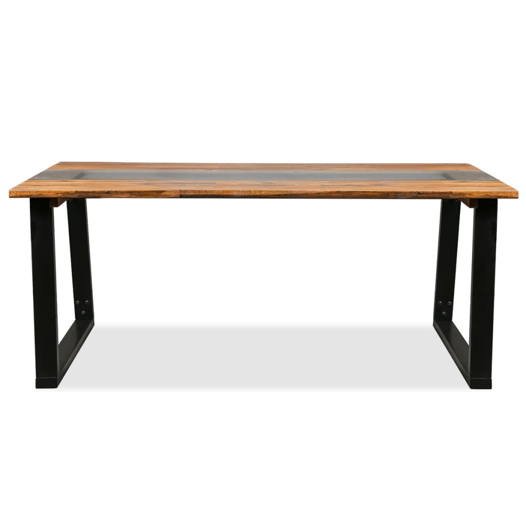 vidaXL Jídelní stůl, masivní akáciové dřevo a sklo, 180x90x75 cm