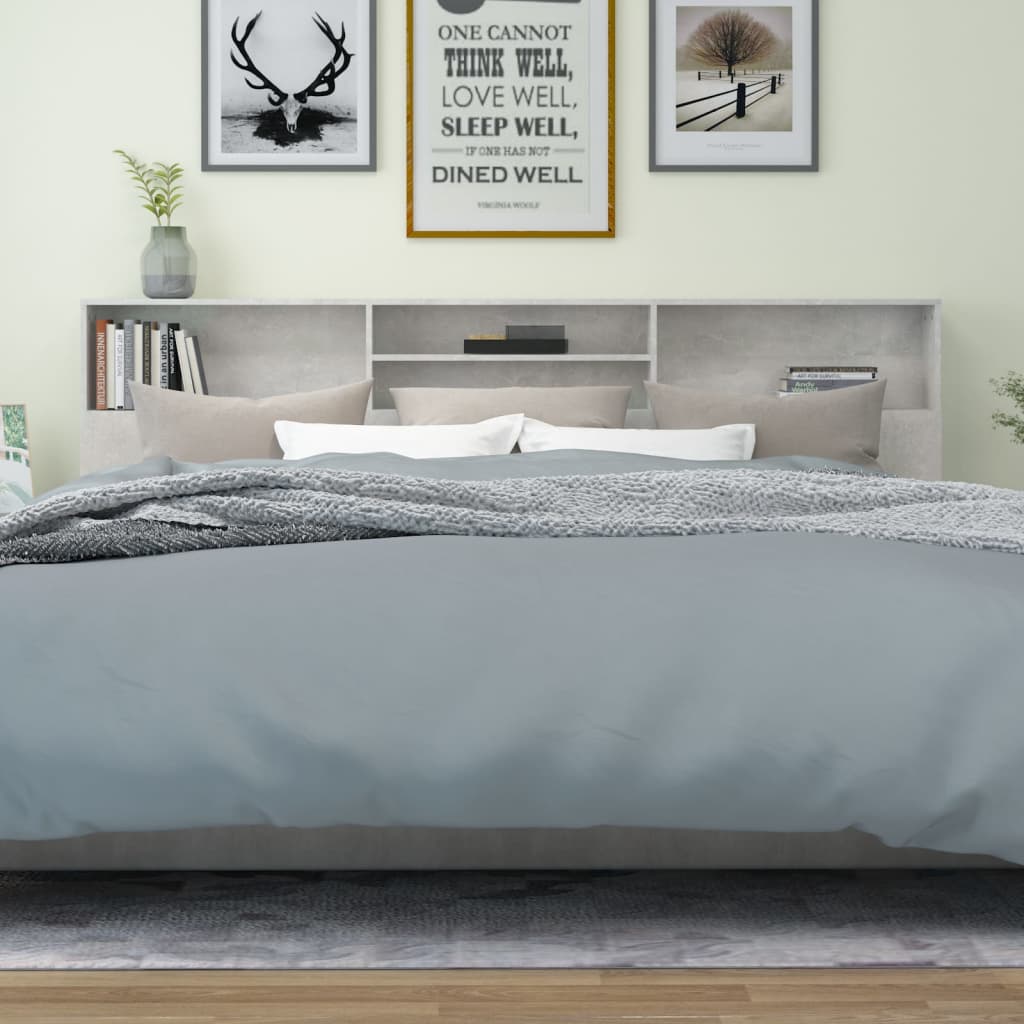 vidaXL Čelo postele s úložným prostorem betonově šedé 220x19x103,5 cm